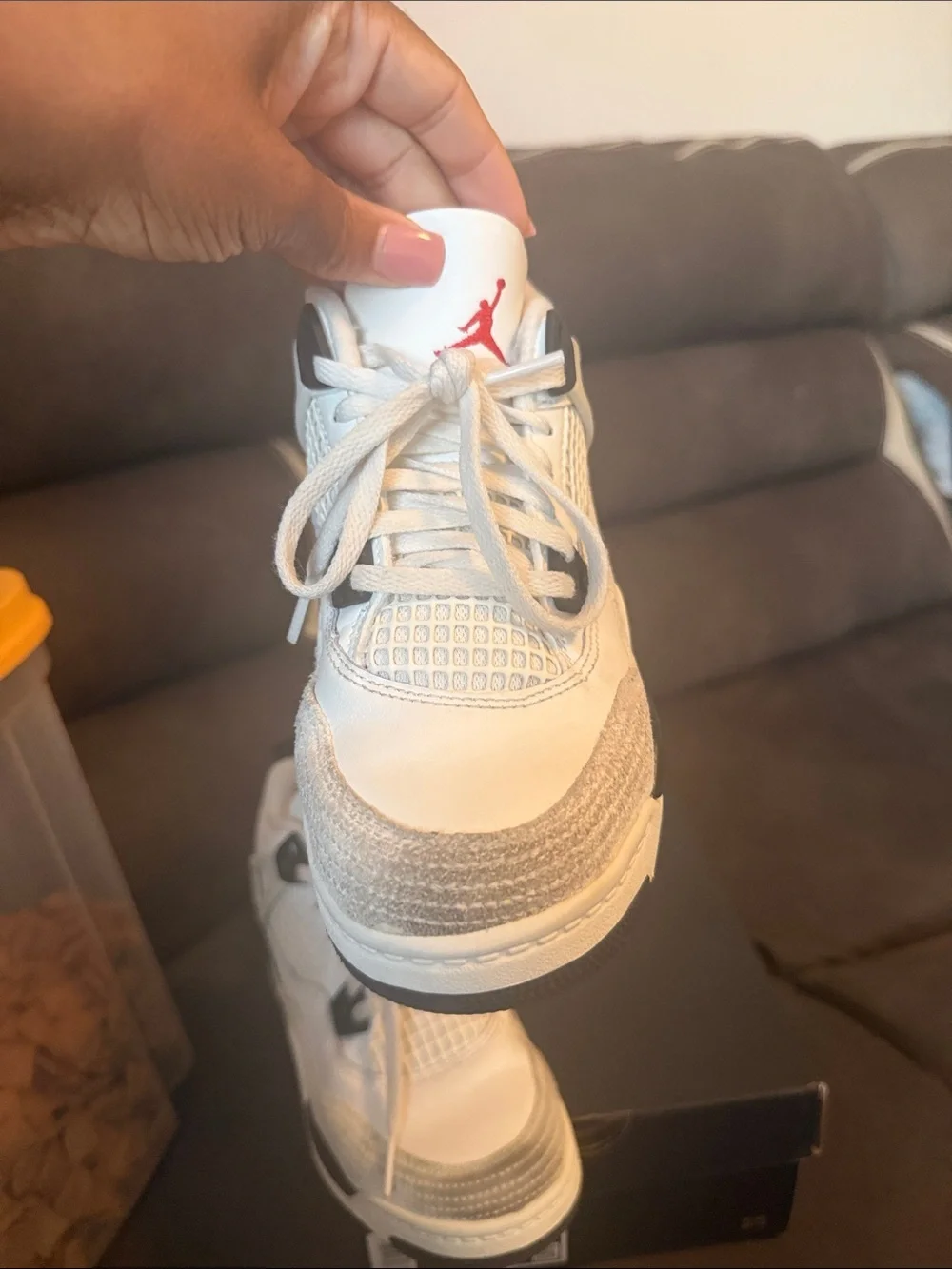 Jordan 4 retro Kids White, Grey & Red Retro Sneakers